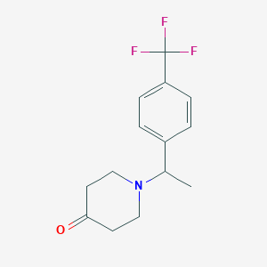 molecular formula C14H16F3NO B8269356 1-(1-(4-(Trifluoromethyl)phenyl)ethyl)piperidin-4-one 