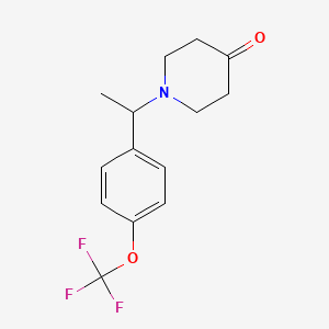 molecular formula C14H16F3NO2 B8269367 1-(1-(4-(Trifluoromethoxy)phenyl)ethyl)piperidin-4-one 