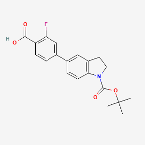 molecular formula C20H20FNO4 B8269375 4-(1-(tert-Butoxycarbonyl)indolin-5-yl)-2-fluorobenzoic acid 