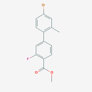 molecular formula C15H12BrFO2 B8269377 Methyl 4'-bromo-3-fluoro-2'-methyl-[1,1'-biphenyl]-4-carboxylate 