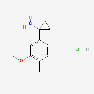 molecular formula C11H16ClNO B8269388 1-(3-Methoxy-4-methylphenyl)cyclopropanamine hydrochloride 