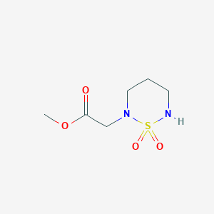 molecular formula C6H12N2O4S B8269452 Methyl 2-(1,1-dioxido-1,2,6-thiadiazinan-2-yl)acetate 