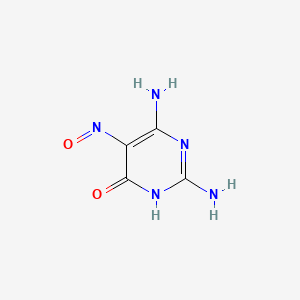 molecular formula C4H5N5O2 B8269764 2,6-Diamino-5-nitroso-1H-pyrimidin-4-one CAS No. 62128-61-4