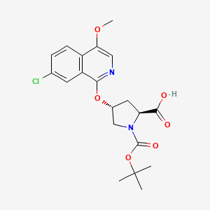 molecular formula C20H23ClN2O6 B8269865 (2S,4R)-1-(tert-butoxycarbonyl)-4-((7-chloro-4-Methoxyisoquinolin-1-yl)oxy)pyrrolidine-2-carboxylic acid CAS No. 1028252-15-4