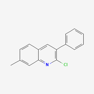 molecular formula C16H12ClN B8270559 2-Chloro-7-methyl-3-phenylquinoline CAS No. 73863-47-5