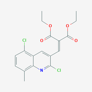 molecular formula C18H17Cl2NO4 B8270681 2,5-Dichloro-8-methyl-3-(2,2-diethoxycarbonyl)vinylquinoline CAS No. 1031929-00-6