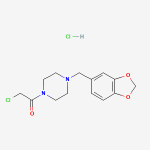 molecular formula C14H18Cl2N2O3 B8270804 1-(1,3-Benzodioxol-5-ylmethyl)-4-(chloroacetyl)piperazine hydrochloride CAS No. 38740-33-9