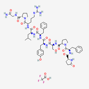 molecular formula C61H81F3N14O15 B8270899 H-Pyr-D-Phe-Pro-Ser-Tyr-D-Phe-Leu-Arg-Pro-Gly-NH2.TFA CAS No. 67019-15-2