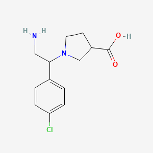 B8271102 1-[2-Amino-1-(4-chloro-phenyl)-ethyl]-pyrrolidine-3-carboxylic acid CAS No. 886364-00-7