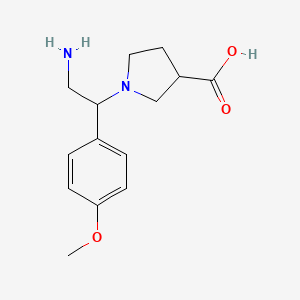 molecular formula C14H20N2O3 B8271109 1-[2-Amino-1-(4-methoxyphenyl)ethyl]pyrrolidine-3-carboxylic acid CAS No. 886364-07-4