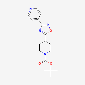 molecular formula C17H22N4O3 B8271949 tert-Butyl 4-(3-(pyridin-4-yl)-1,2,4-oxadiazol-5-yl)piperidine-1-carboxylate 