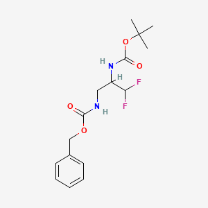 molecular formula C16H22F2N2O4 B8272009 Benzyl tert-butyl (3,3-difluoropropane-1,2-diyl)biscarbamate 