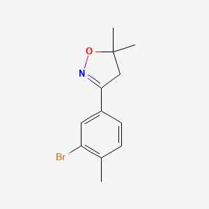 molecular formula C12H14BrNO B8272015 3-(3-Bromo-4-methylphenyl)-5,5-dimethyl-4,5-dihydroisoxazole 