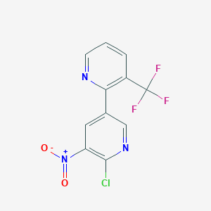 molecular formula C11H5ClF3N3O2 B8272056 6'-Chloro-5'-nitro-3-trifluoromethyl[2,3']bipyridinyl 