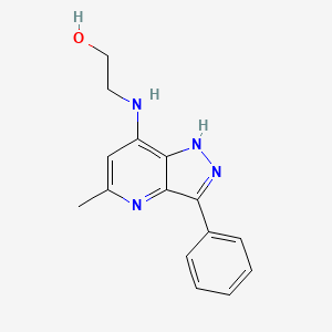 molecular formula C15H16N4O B8272072 7-(2-Hydroxyethylamino)-5-methyl-3-phenyl-1H-pyrazolo[4,3-b]pyridine 