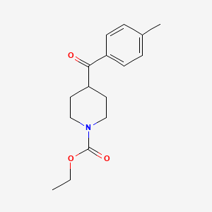 molecular formula C16H21NO3 B8272105 Ethyl 4-(4-methylbenzoyl)-1-piperidinecarboxylate 