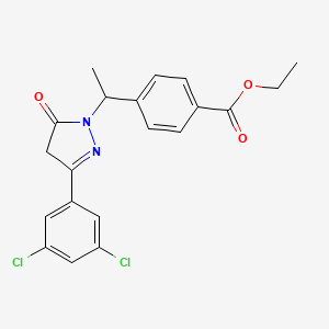 molecular formula C20H18Cl2N2O3 B8272242 ethyl 4-{1-[3-(3,5-dichlorophenyl)-5-oxo-4,5-dihydro-1H-pyrazol-1-yl]ethyl}benzoate 