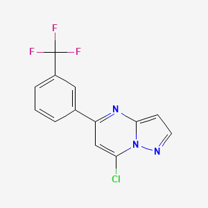 molecular formula C13H7ClF3N3 B8272290 7-Chloro-5-(alpha,alpha,alpha-trifluoro-m-tolyl)pyrazolo[1,5-a]pyrimidine 