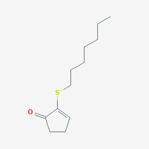 molecular formula C12H20OS B8272305 2-n-Heptylthiocyclopent-2-en-1-one 