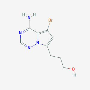 molecular formula C9H11BrN4O B8272349 3-(4-Amino-5-bromopyrrolo[2,1-f][1,2,4]triazin-7-yl)propan-1-ol 