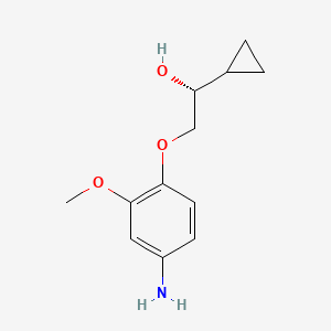 molecular formula C12H17NO3 B8272441 (R)-2-(4-amino-2-methoxyphenoxy)-1-cyclopropylethanol 