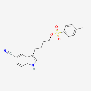 molecular formula C20H20N2O3S B8272452 3-[4-(p-Toluenesulfonyloxy)butyl]-1H-indole-5-carbonitrile 