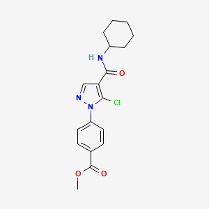 molecular formula C18H20ClN3O3 B8272546 Methyl 4-[5-chloro-4-(cyclohexylcarbamoyl)pyrazol-1-yl]benzoate 