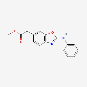 molecular formula C16H14N2O3 B8272841 Methyl 2-phenylaminobenzoxazol-6-acetate CAS No. 256453-85-7