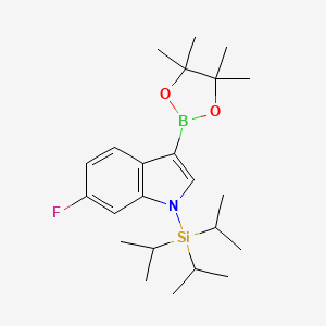 molecular formula C23H37BFNO2Si B8272939 6-Fluoro-3-(4,4,5,5-tetramethyl-1,3,2-dioxaborolan-2-YL)-1-(triisopropylsilyl)-indole CAS No. 1326715-95-0