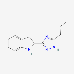 molecular formula C13H16N4 B8272949 2,3-dihydro-2-(5-propyl-1H-1,2,4-triazol-3-yl)-1H-indole 