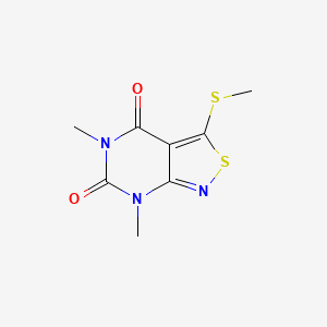molecular formula C8H9N3O2S2 B8272965 5,7-Dimethyl-3-methylsulfanyl-[1,2]thiazolo[3,4-d]pyrimidine-4,6-dione CAS No. 70424-98-5