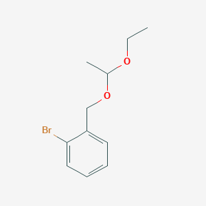 molecular formula C11H15BrO2 B8273000 1-Bromo-2-(1-ethoxyethyl)oxymethyl-benzene 