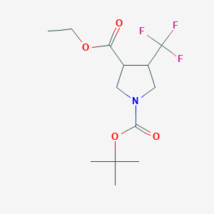 molecular formula C13H20F3NO4 B8273003 1-tert-Butyl 3-ethyl trans-4-(trifluoromethyl)pyrrolidine-1,3-dicarboxylate 