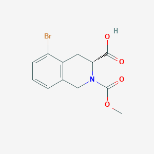 molecular formula C12H12BrNO4 B8273032 (R)-5-Bromo-2-(methoxycarbonyl)-1,2,3,4-tetrahydroisoquinoline-3-carboxylic acid 