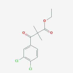 molecular formula C13H14Cl2O3 B8273046 Ethyl 2-(3',4'-dichlorobenzoyl)isobutyrate 