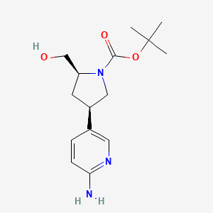 molecular formula C15H23N3O3 B8273055 tert-Butyl (2S,4R)-4-(6-aminopyridin-3-yl)-2-(hydroxymethyl)pyrrolidine-1-carboxylate 