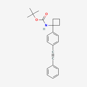 molecular formula C23H25NO2 B8273079 Tert-butyl {1-[4-(phenylethynyl)phenyl]cyclobutyl}carbamate 