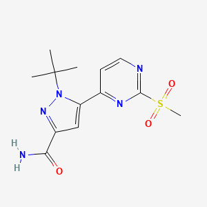 molecular formula C13H17N5O3S B8273103 1-tert-butyl-5-[2-(methylsulfonyl)pyrimidin-4-yl]-1H-pyrazole-3-carboxamide 