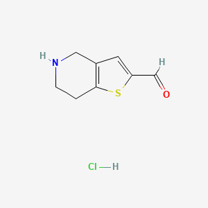 molecular formula C8H10ClNOS B8273109 4,5,6,7-Tetrahydrothieno[3,2-c]pyridine-2-carbaldehyde hydrochloride 