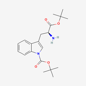 molecular formula C20H28N2O4 B8273153 (S)-3-(2-Amino-2-tert-butoxycarbonyl-ethyl)-indole-1-carboxylic acid tert-butyl ester 