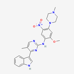 molecular formula C25H27N7O3 B8273378 4-(1H-indol-3-yl)-N-[2-methoxy-4-(4-methylpiperazin-1-yl)-5-nitrophenyl]-5-methylpyrimidin-2-amine 