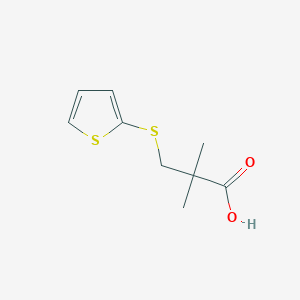 molecular formula C9H12O2S2 B8273418 2,2-Dimethyl-3-(2-thienylthio)propanoic acid 