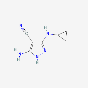 molecular formula C7H9N5 B8273454 5-amino-3-(cyclopropylamino)-1H-pyrazole-4-carbonitrile 