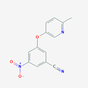 molecular formula C13H9N3O3 B8273460 3-(6-Methylpyridin-3-yloxy)-5-nitrobenzonitrile 