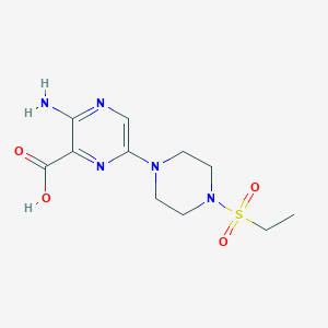 molecular formula C11H17N5O4S B8273536 3-Amino-6-(4-(ethylsulfonyl)piperazin-1-yl)pyrazine-2-carboxylic acid 