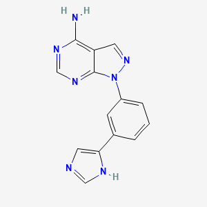 molecular formula C14H11N7 B8273546 1-[3-(3H-Imidazol-4-yl)-phenyl]-1H-pyrazolo[3,4-d]pyrimidin-4-ylamine 
