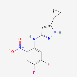 molecular formula C12H10F2N4O2 B8273581 5-cyclopropyl-N-(4,5-difluoro-2-nitrophenyl)-1H-pyrazol-3-amine 