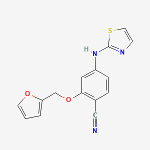 molecular formula C15H11N3O2S B8273639 2-(2-Furylmethoxy)-4-(thiazol-2-ylamino)benzonitrile 