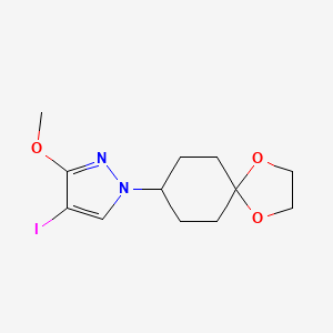 molecular formula C12H17IN2O3 B8273671 1-(1,4-Dioxaspiro[4.5]dec-8-yl)-4-iodo-3-methoxy-1H-pyrazole 