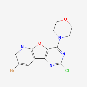 molecular formula C13H10BrClN4O2 B8273676 8-Bromo-2-chloro-4-morpholinopyrido[3',2':4,5]furo[3,2-d]pyrimidine 